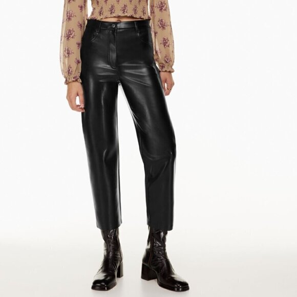 Aritzia | Wilfred The Melina Cropped Pants Vegan Leather High Rise Black Size 4 - Picture 2 of 11